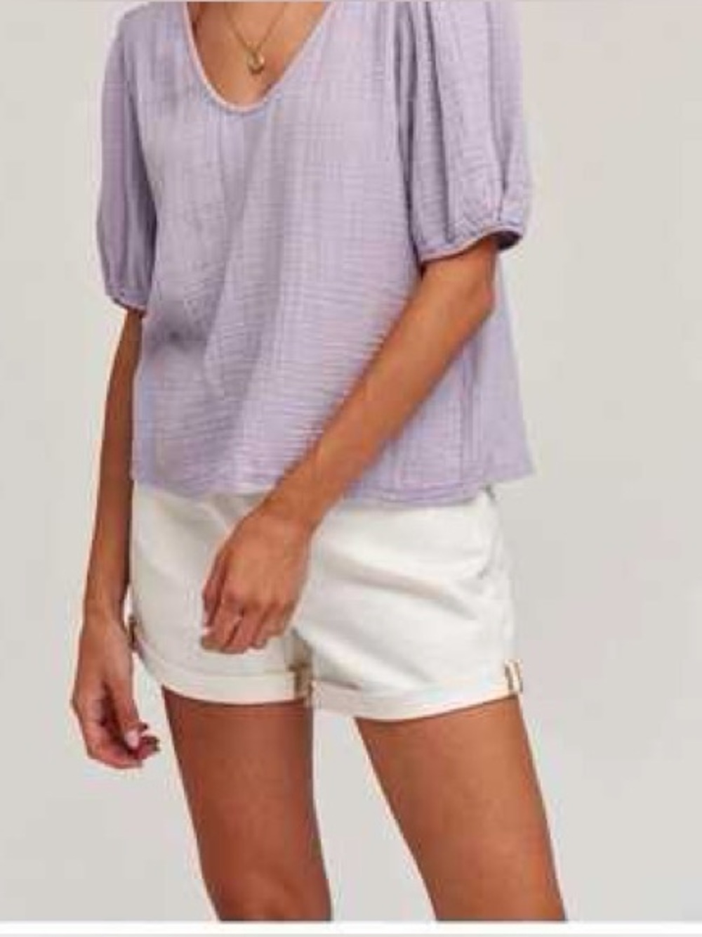 Velvet by Graham & Spencer Lavender Scoop Neck Gauze Blouse